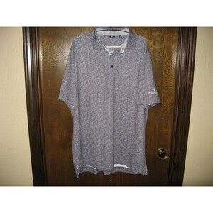 Mens Footjoy Gray Golf Green & Flag All Over Pattern Polo Golf Shirt Size XL